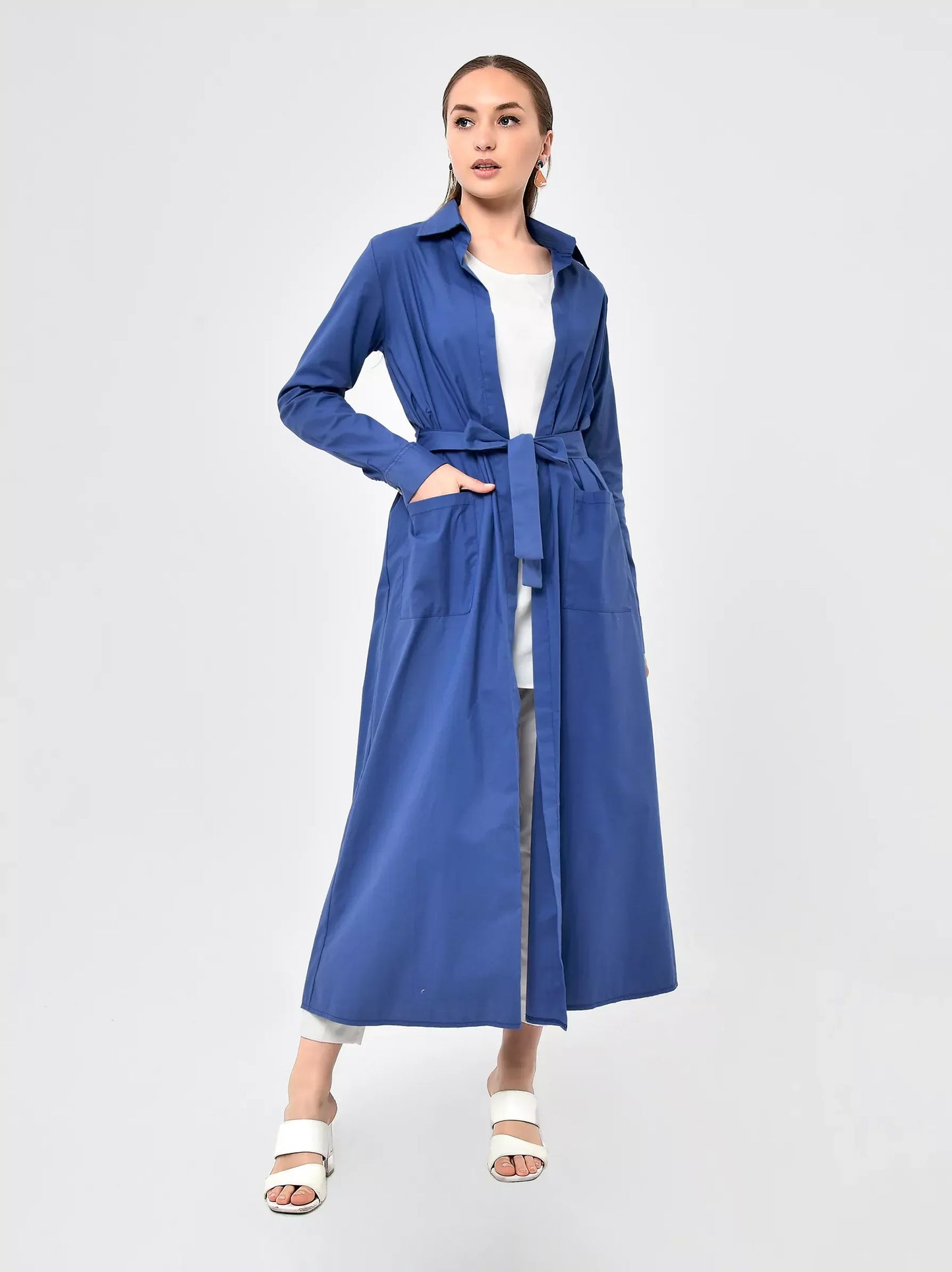 Indigo Blue Long Shirt Jacket