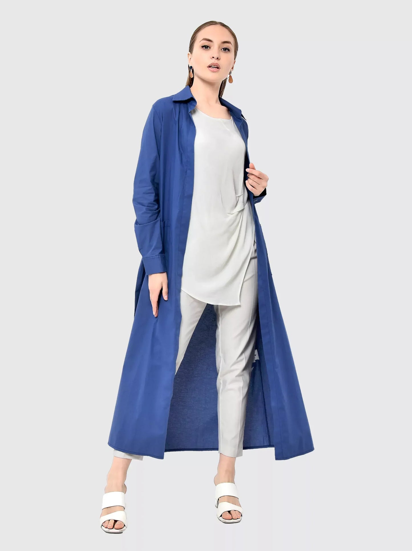 Indigo Blue Long Shirt Jacket